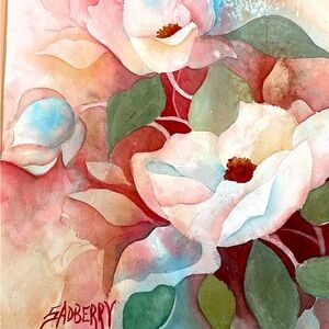 ❤️ 2 Stunning Original watercolor wall art by Texas artist Virginia Sadberry
